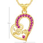 Buy Srikara Alloy Gold Plated CZ / AD Love Heart Valentine Fashion Jewellery Pendant - SKP1815G - Purplle