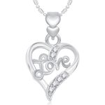 Buy Srikara Alloy Rhodium Plated CZ/AD Love Heart Valentine Fashion Jewelry Pendant - SKP1867R - Purplle