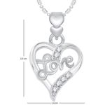 Buy Srikara Alloy Rhodium Plated CZ/AD Love Heart Valentine Fashion Jewelry Pendant - SKP1867R - Purplle