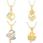 Buy Srikara Brass Alloy Gold Plated CZ / AD Fashion Jewellery Pendant with Chain - SKCOMBO1721G - Purplle