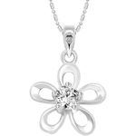 Buy Srikara Alloy Rhodium Plated AD Solitaire Floral Pattern Fashion Jewelry Pendant - SKP3072R - Purplle