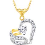 Buy Srikara Alloy Gold Plated CZ/AD Sensational Heart Fashion Jewelry Pendant Chain - SKP3076G - Purplle