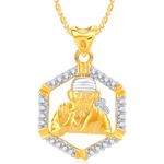 Buy Srikara Alloy Brass Gold Plated CZ/AD Sai Baba Fashion Jewellery Pendant Chain - SKP3099G - Purplle
