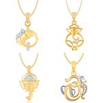 Buy Srikara Brass Alloy Gold Plated CZ / AD Fashion Jewellery Pendant with Chain - SKCOMBO1717G - Purplle