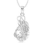 Buy Srikara Alloy Rhodium Plated CZ/AD Lobster Pattern Fashion Jewelry Pendant Chain - SKP3079R - Purplle