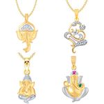 Buy Srikara Brass Alloy Gold Plated CZ / AD Fashion Jewelry Pendant Set with Chain - SKCOMBO1720G - Purplle