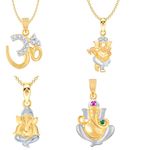 Buy Srikara Brass Alloy Gold Plated CZ / AD Fashion Jewellery Pendant with Chain - SKCOMBO1715G - Purplle