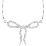 Buy Srikara Brass Alloy Rhodium Plated CZ/AD Bow Patterned Fashion Jewelry Pendant - SKP3233R - Purplle
