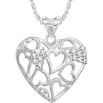 Buy Srikara Alloy Rhodium Plated CZ/AD Multi Hearts Fashion Jewellery Pendant Chain - SKP3075R - Purplle
