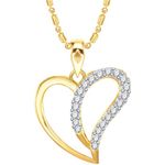 Buy Srikara Alloy Brass Gold Plated CZ Curvy Pattern Heart Fashion Jewellery Pendant - SKP3132G - Purplle
