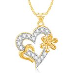 Buy Srikara Alloy Brass Gold Plated CZ Floral Heart Fashion Jewelry Pendant Chain - SKP3117G - Purplle