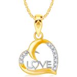 Buy Srikara Alloy Brass Gold Plated CZ / AD Love in Heart Fashion Jewellery Pendant - SKP3039G - Purplle