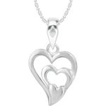 Buy Srikara Alloy Brass Rhodium Plated CZ/AD 3 Layered Heart Fashion Jewelry Pendant - SKP3120R - Purplle