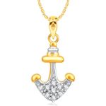 Buy Srikara Brass Alloy Gold Plated CZ / AD Anchor Shaped Fashion Jewellery Pendant - SKP3167G - Purplle