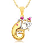 Buy Srikara Alloy Gold Plated CZ/AD Om Vakratund Fashion Jewelry Pendant with Chain - SKP1469G - Purplle