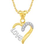 Buy Srikara Alloy Gold Plated CZ/AD Heart Love Fashion Jewellery Pendant Chain - SKP3089G - Purplle