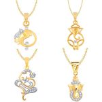 Buy Srikara Brass Alloy Gold Plated CZ / AD Fashion Jewelry Pendant Set with Chain - SKCOMBO1722G - Purplle