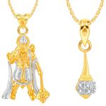 Buy Srikara Brass Alloy Gold Plated CZ / AD Fashion Jewelry Pendant Set with Chain - SKCOMBO1729G - Purplle