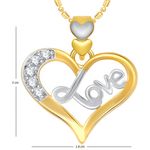 Buy Srikara Alloy Gold Plated CZ / AD Love Heart Valentine Fashion Jewellery Pendant - SKP1852G - Purplle