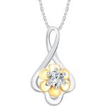 Buy Srikara Alloy Rhodium Plated CZ Beautiful Flower Fashion Jewelry Pendant Chain - SKP3087R - Purplle