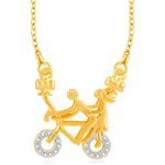 Buy Srikara Brass Alloy Gold Plated AD Couples on Cycle Ride Fashion Jewelry Pendant - SKP3241G - Purplle