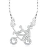 Buy Srikara Alloy Rhodium Plated CZ/AD Couples on Cycle Ride Fashion Jewelry Pendant - SKP3241R - Purplle