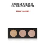 Buy SUGAR Cosmetics - Contour De Force - Highlighter Palette Set- 01 Glow Genius (Soft Gold, Champagne Gold and Rosey Taupe Highlighter)- Lightweight Highlighter, Longlasting Formula - Purplle