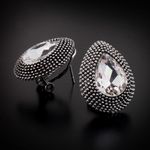 Buy Crunchy Fashion Oxidised Silver-White Crystal Teardrop Studs - Purplle