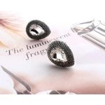 Buy Crunchy Fashion Oxidised Silver-White Crystal Teardrop Studs - Purplle