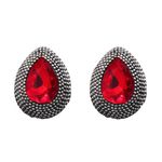 Buy Crunchy Fashion Oxidised Silver-Red Crystal Teardrop Studs - Purplle