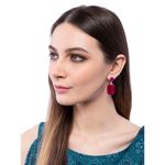 Buy Crunchy Fashion Pink Crystal Dangling Earrings - Purplle