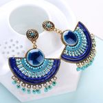 Buy Crunchy Fashion Blue Beaded Tassel Earrings - Purplle