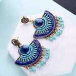 Buy Crunchy Fashion Blue Beaded Tassel Earrings - Purplle