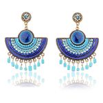 Buy Crunchy Fashion Blue Beaded Tassel Earrings - Purplle
