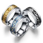 Buy Crunchy Fashion Silver-Black Inlay Titanium Stainless Steel Ring - Purplle