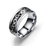 Buy Crunchy Fashion Silver-Black Inlay Titanium Stainless Steel Ring - Purplle
