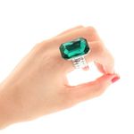 Buy Crunchy Fashion Big Green Crystal Solitaire Stone Ring - Purplle
