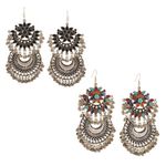 Buy Crunchy Fashion Multi & Black bohemian Dangler Earring Combo - Purplle