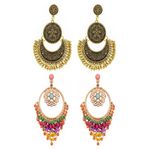 Buy Crunchy Fashion Golden Plated Boho Beaded Hoop Earrings - Purplle