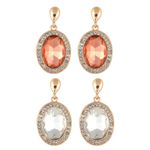 Buy Crunchy Fashion White & Peach Crystal Drop Earring Combo - Purplle