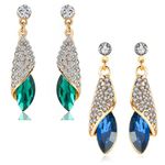 Buy Crunchy Fashion Green & Aqua Blue Drop Earrings - Purplle