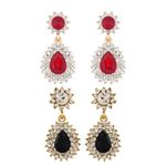 Buy Crunchy Fashion Red & Black-Coloured Teardrop Shaped Drop Earrings - Purplle