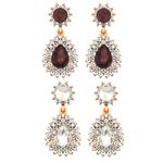 Buy Crunchy Fashion Brown & White-Coloured Teardrop Shaped Drop Earrings - Purplle
