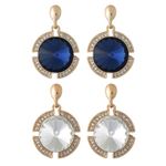 Buy Crunchy Fashion Blue & White Crystal Drop Earring Combo - Purplle