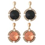 Buy Crunchy Fashion Peach & Black Crystal Drop Earring Combo - Purplle