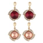 Buy Crunchy Fashion Red & Peach Crystal Drop Earring Combo - Purplle