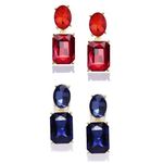 Buy Crunchy Fashion Red-Blue & Gold-Toned Geometric Drop Earrings - Purplle