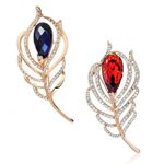 Buy Crunchy Fashion Red & Purplle Crystal Feather Leaf Brooch - Purplle