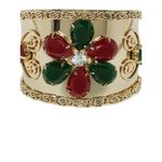Buy Golden Peacock Red-Green Flower Shape Cuff Bracelet - Purplle