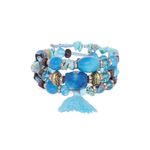 Buy Golden Peacock Blue Tassel Multi-layer Bracelet - Purplle